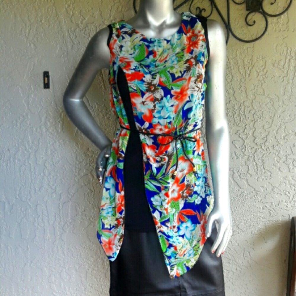New Tropical Chiffon Overlay Blouse